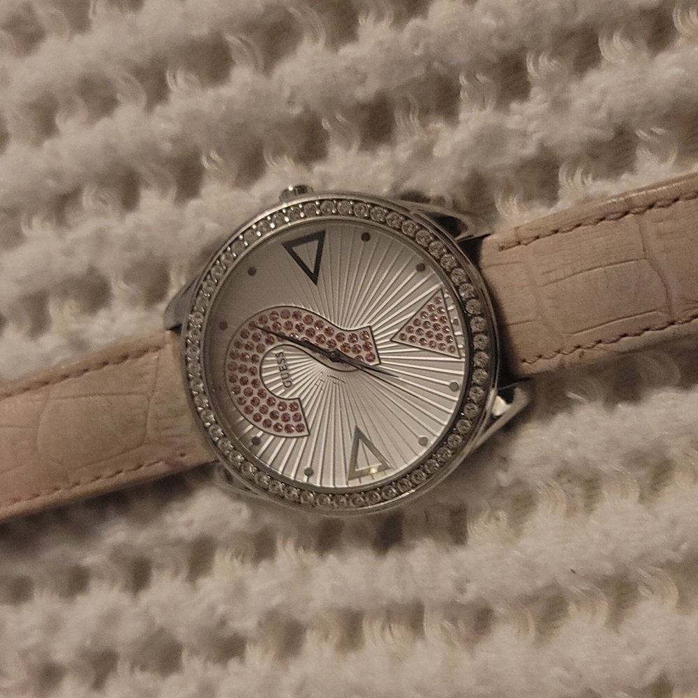 GUESS Watch Pink Leather Strap